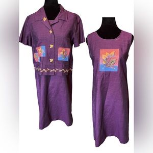 Sag Harbor Vintage 90s Cottagecore Boho Hippie Fall Seasonal Patchwork Dress Set